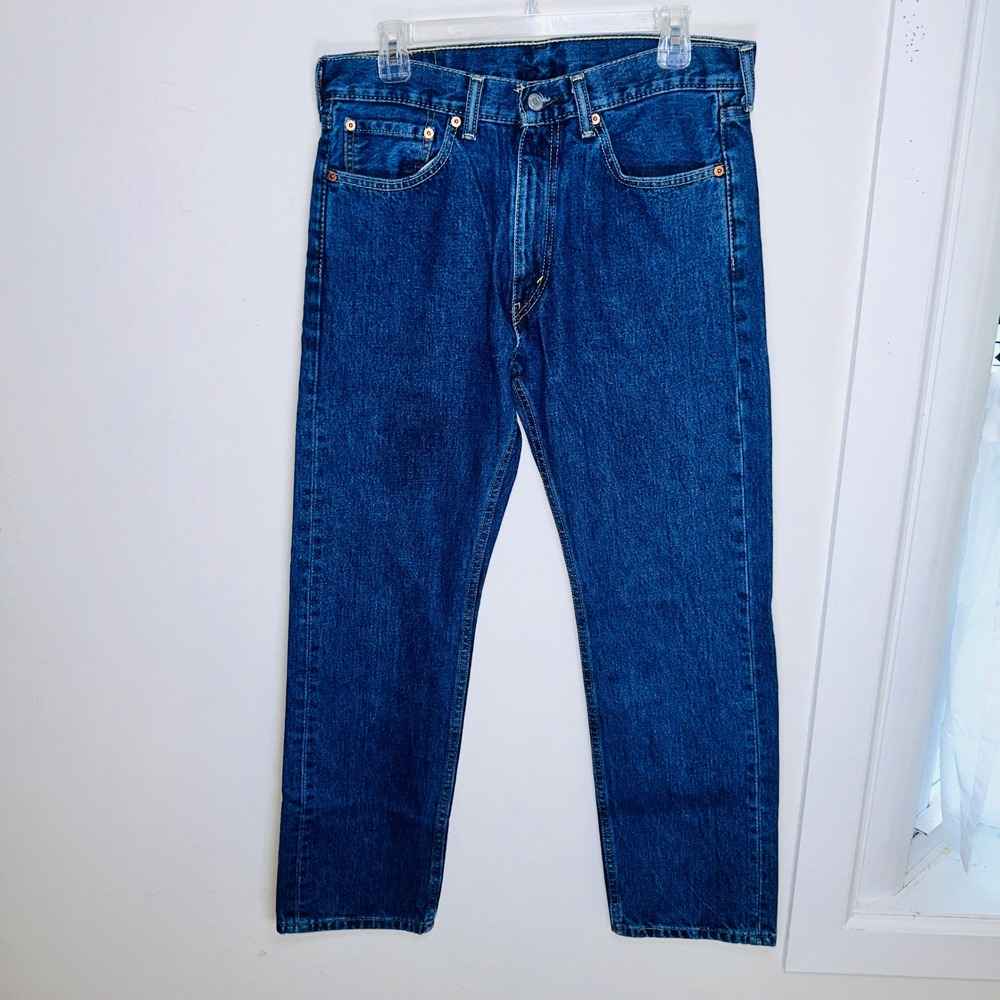 Levis 505 Regular Fit Straight Leg Jeans Blue Denim Mens 32x30